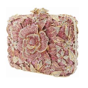 Rhinestone Crystalized Pink Gold Evening Clutch